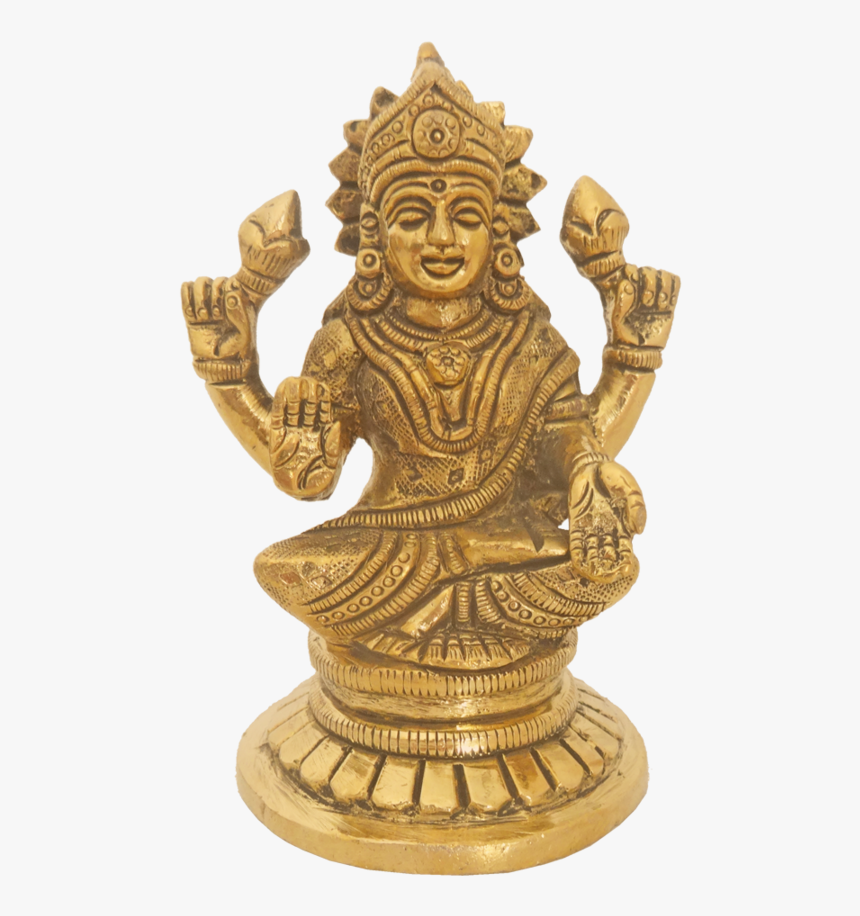 Brass Goddess Devi With Lotus Bud Statue