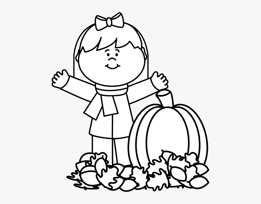 Black And White Autumn Girl - Fall Clipart Black And White