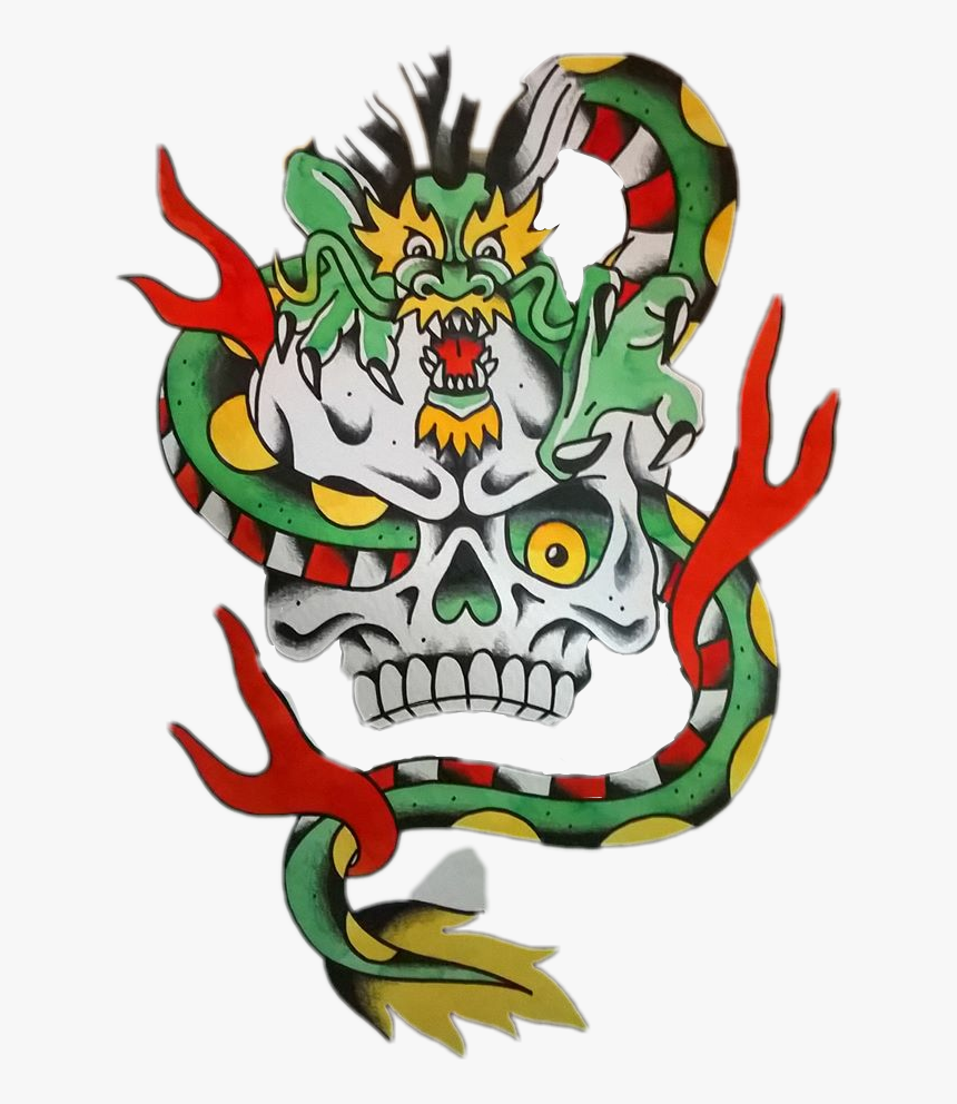 #dragon Skull# Tattoo Flash# - Illustration