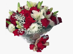 Clip Art Foto Buque De Flores - Buque De Rosas Vermelhas E Lirios Brancos