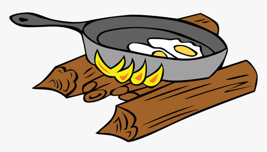 Free Campfire Cooking Clip Art - Fry Clipart Black And White