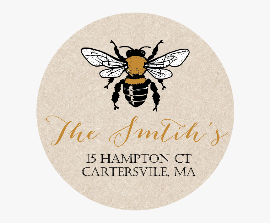 Honey Bee Return Address Label - Bee Black And White Clip Art