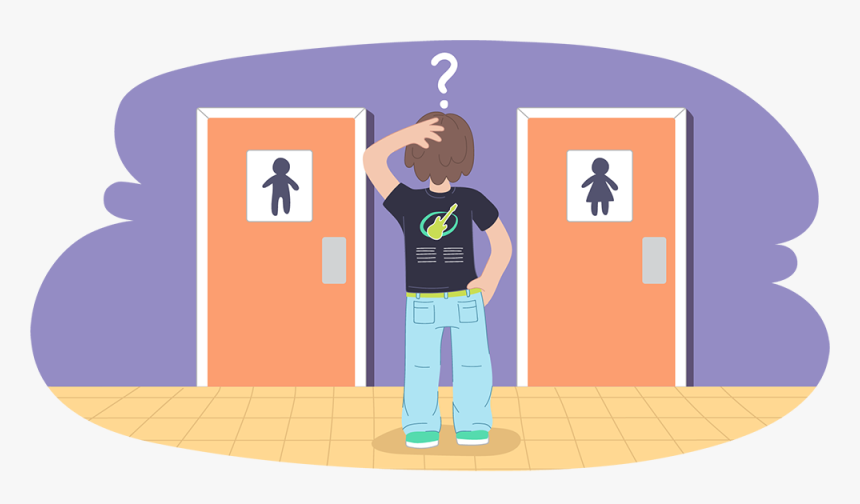 Person Standing In Front Of Mens And Ladies Toilet - Psicología De La Identidad De Género
