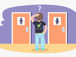 Person Standing In Front Of Mens And Ladies Toilet - Psicología De La Identidad De Género
