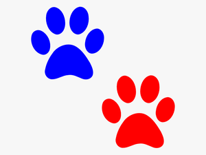 Cat Paw Png Navy Blue - Red And Blue Paw Prints
