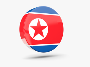 Glossy Round Icon 3d - North Korea Flag Circle