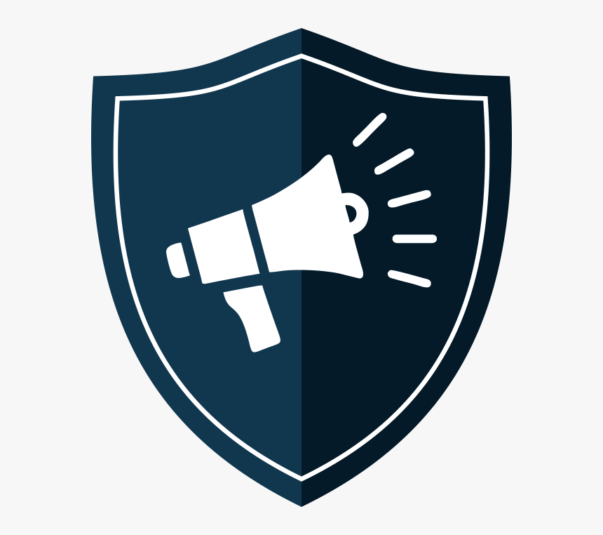 Icon Of A Shield With A Megaphone On It - Marketing