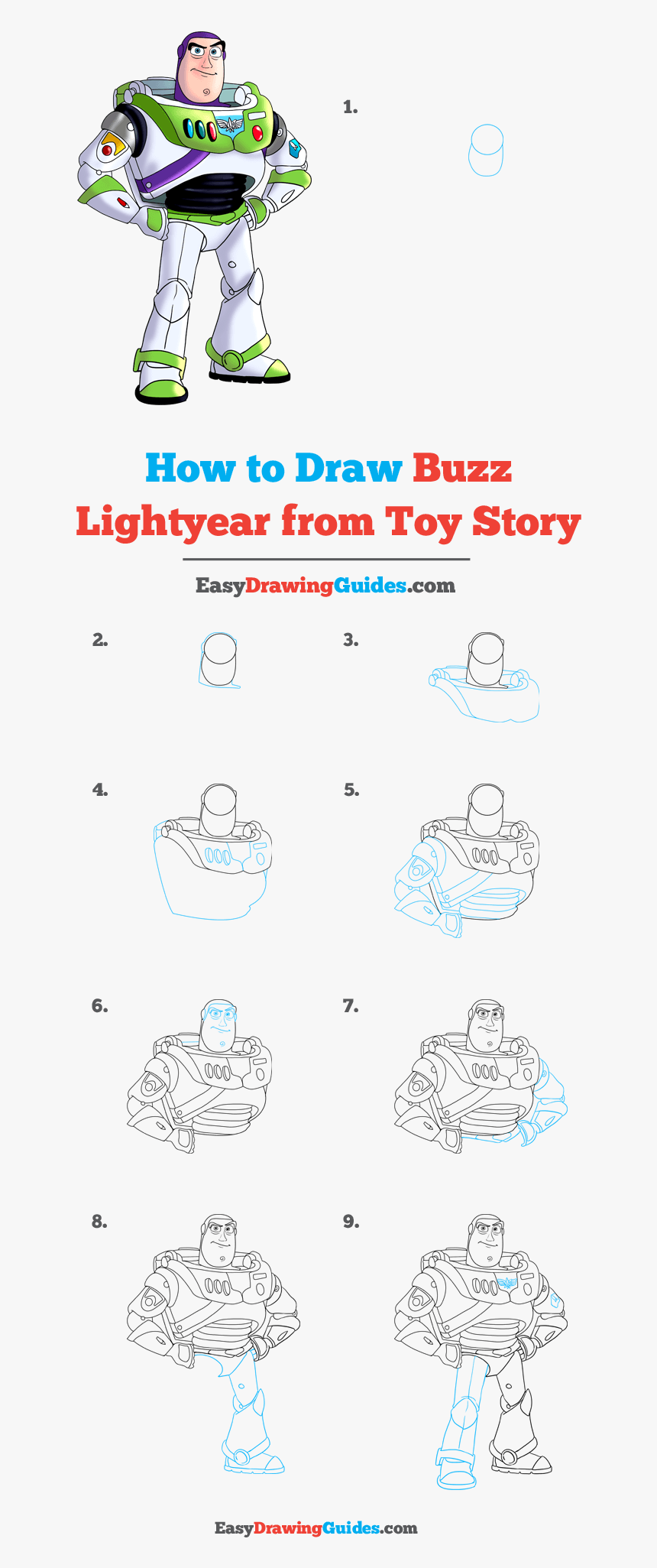 How To Draw Buzz Lightyear From Toy Story - Step By Step Drawing Buzz Toy Story