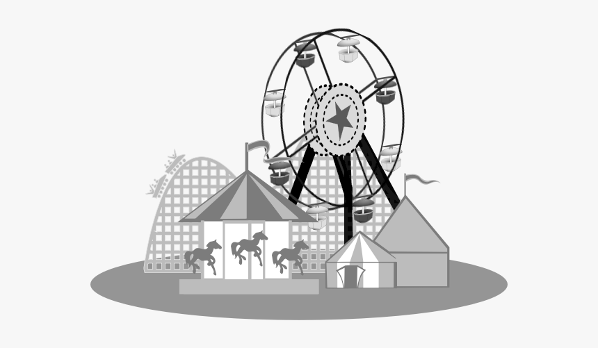 Carnival Scene Vector Illustration - Amusement Park Clipart Black And White