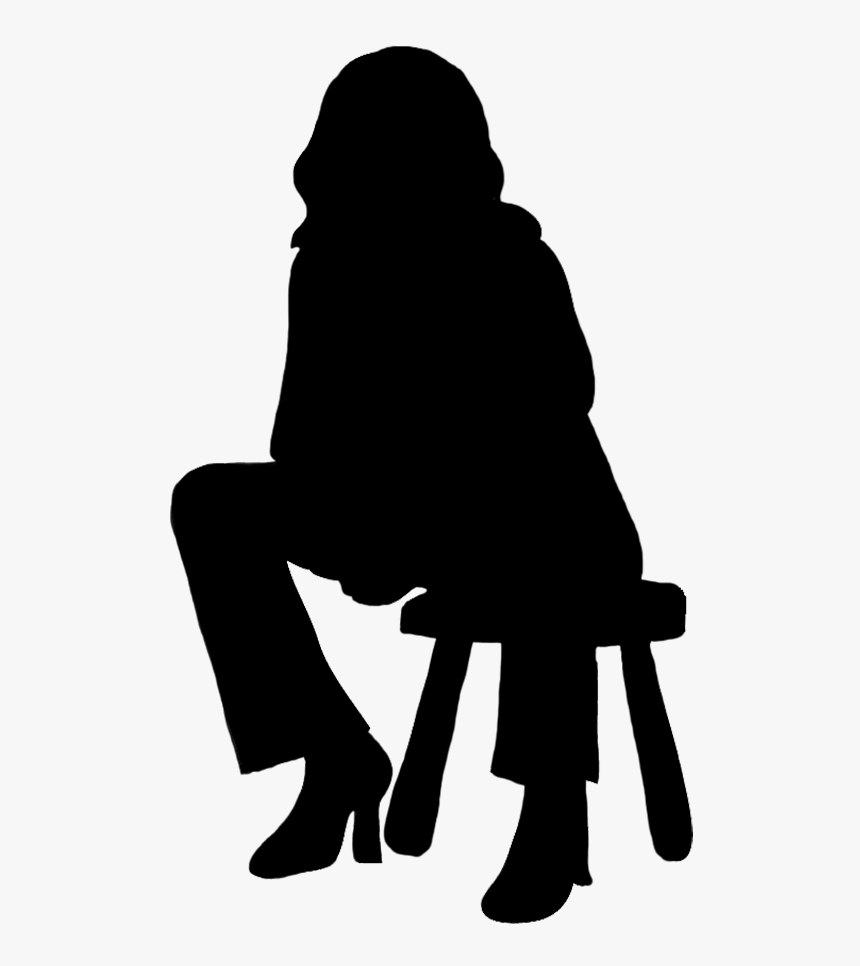 Woman Sitting On Stool - Sitting Silhouette Person Png