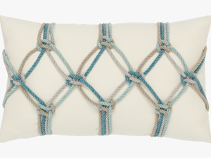Aqua Rope Lumbar - Aqua Outdoor Throw Pillows