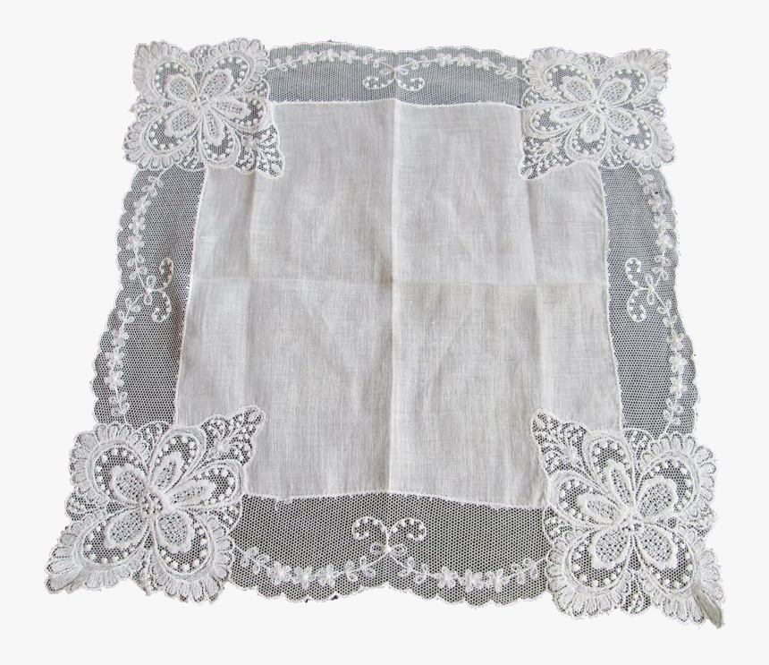 Antique Hanky Hankie Net Lace White Cotton Textile - Tablecloth