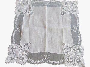Antique Hanky Hankie Net Lace White Cotton Textile - Tablecloth