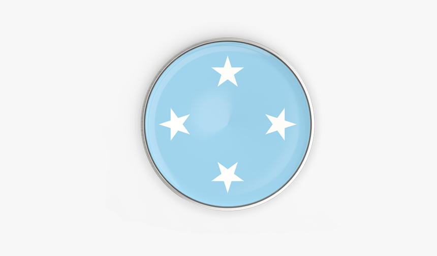 Round Button With Metal Frame - Federated States Of Micronesia Flag