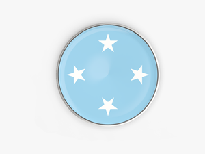 Round Button With Metal Frame - Federated States Of Micronesia Flag