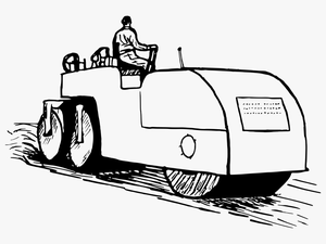 Car On Road Clipart Black And White Graphic Transparent - Road Roller Vector