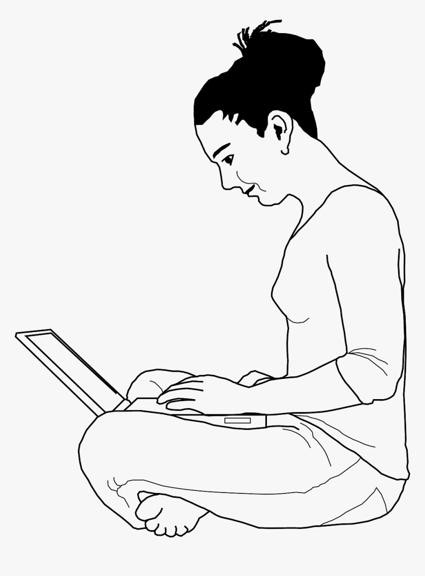 Girl Laptop Drawing Png