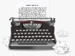 Typewriter With Paper Clip Art