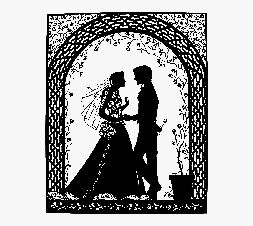 Forgetmenot Bride And Groom Silhouettes - Черно Белый Рисунок Узор