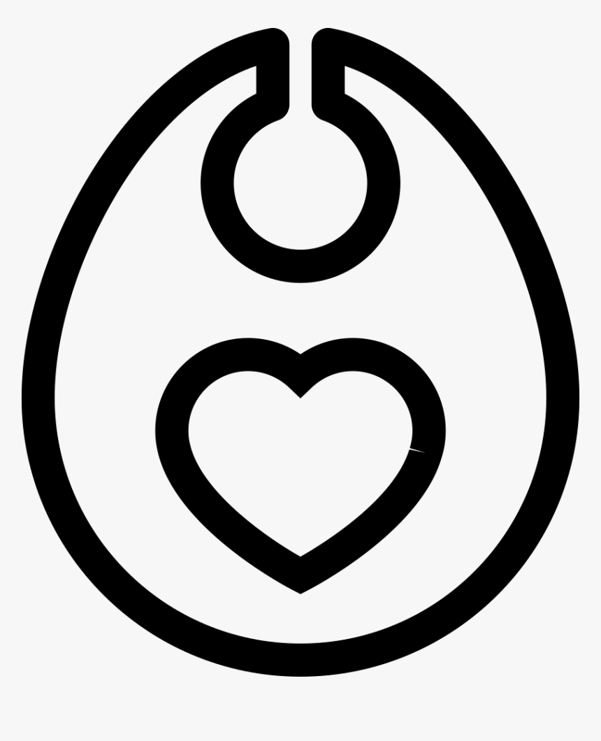 Baby Bib With Heart Outline - Baby Bib Icon Png