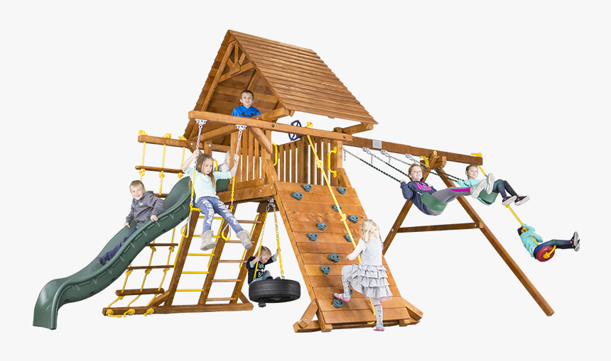 Carnival Castle Pkg Ii With Wood Roof 32b Swingset - Playground Slide