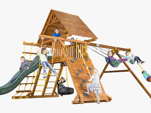 Carnival Castle Pkg Ii With Wood Roof 32b Swingset - Playground Slide