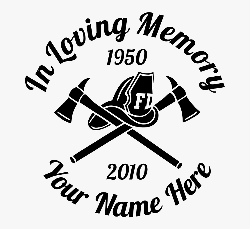 In Loving Memory Firefighter Fireman Hat And Axes Sticker - Cartoon