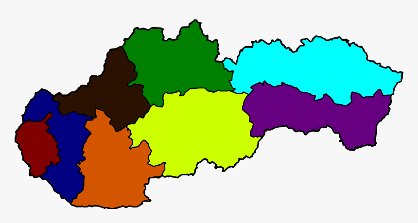 Regions Of Slovakia In Color Clip Arts - Slovakia Provinces Map