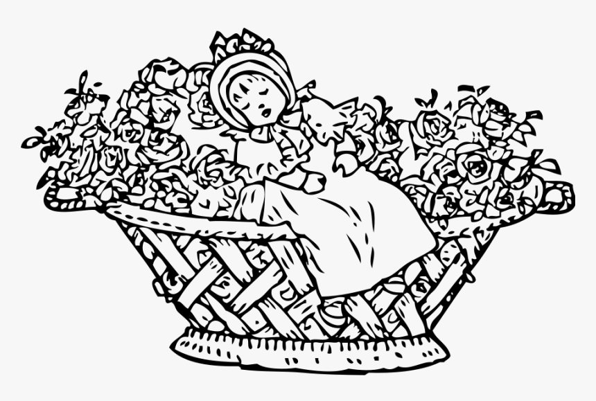 Baby In Rose Basket Svg Clip Art