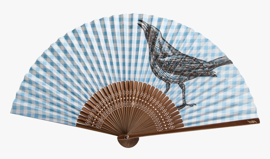 Gingham And Grackle Fan - Japanese Hand Fan Red Cherry Blossom