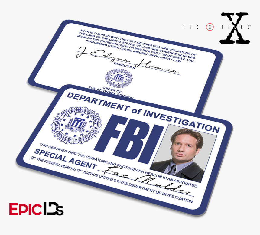 The X-files Inspired Fox Mulder Fbi Special Agent Id - Fbi Special Agent Id