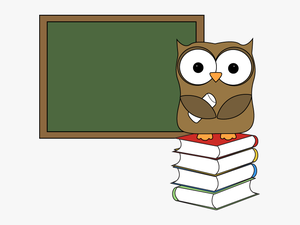 Owl With Books And Chalkboard Clip Art - Regrouping Addition Concept