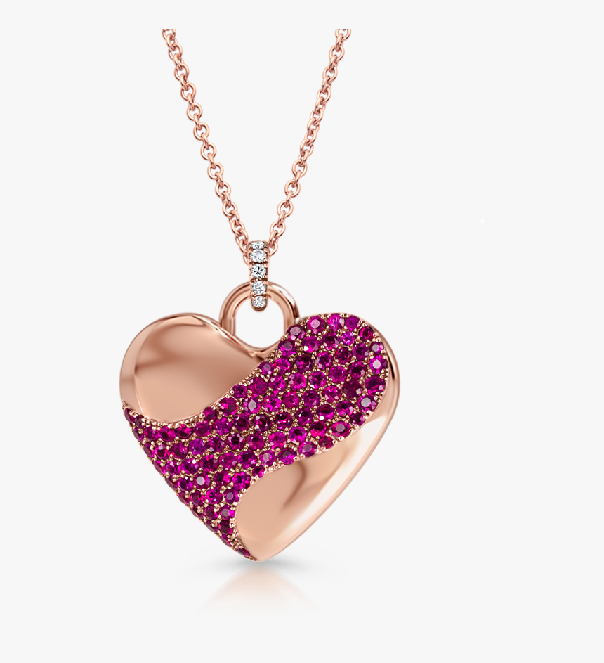 Love Heart Pendant With Rubies - Locket