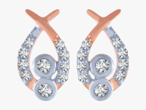 14kt Rose Gold And Diamond Stud Earrings For Women - Earrings