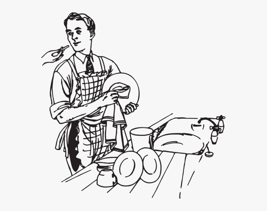 Man Wash Dishes Clip Art From - Man Washing Dishes Illustration