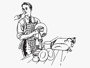 Man Wash Dishes Clip Art From - Man Washing Dishes Illustration