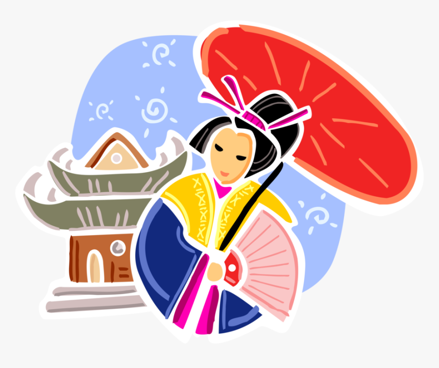 Vector Illustration Of Japan Geisha In Traditional