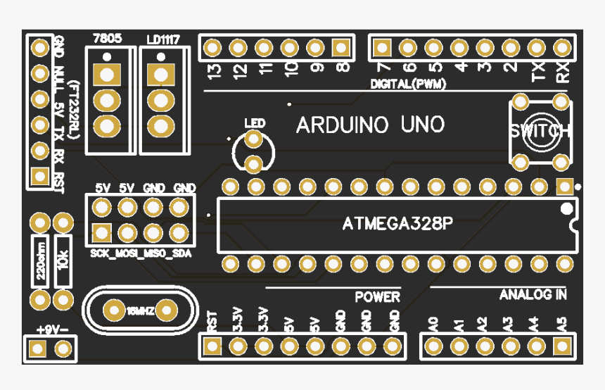 Transparent Uno Clipart - Components For Homemade Arduino Board