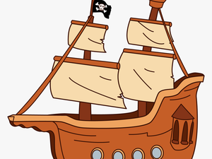 Pirate Ship Vector - Cartoon Ship Transparent Background