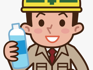 Worker Drinking Water Cartoon