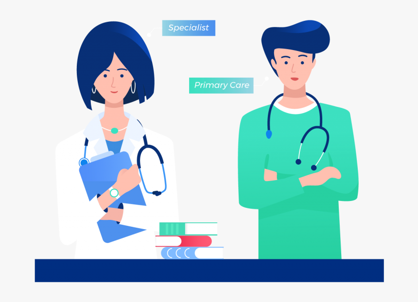 Specialist Standing With Primary Care Doctor - Student Doctor Clipart