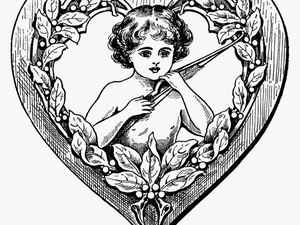Angel Con Un Arco En El Corazón - Cupid Line Art