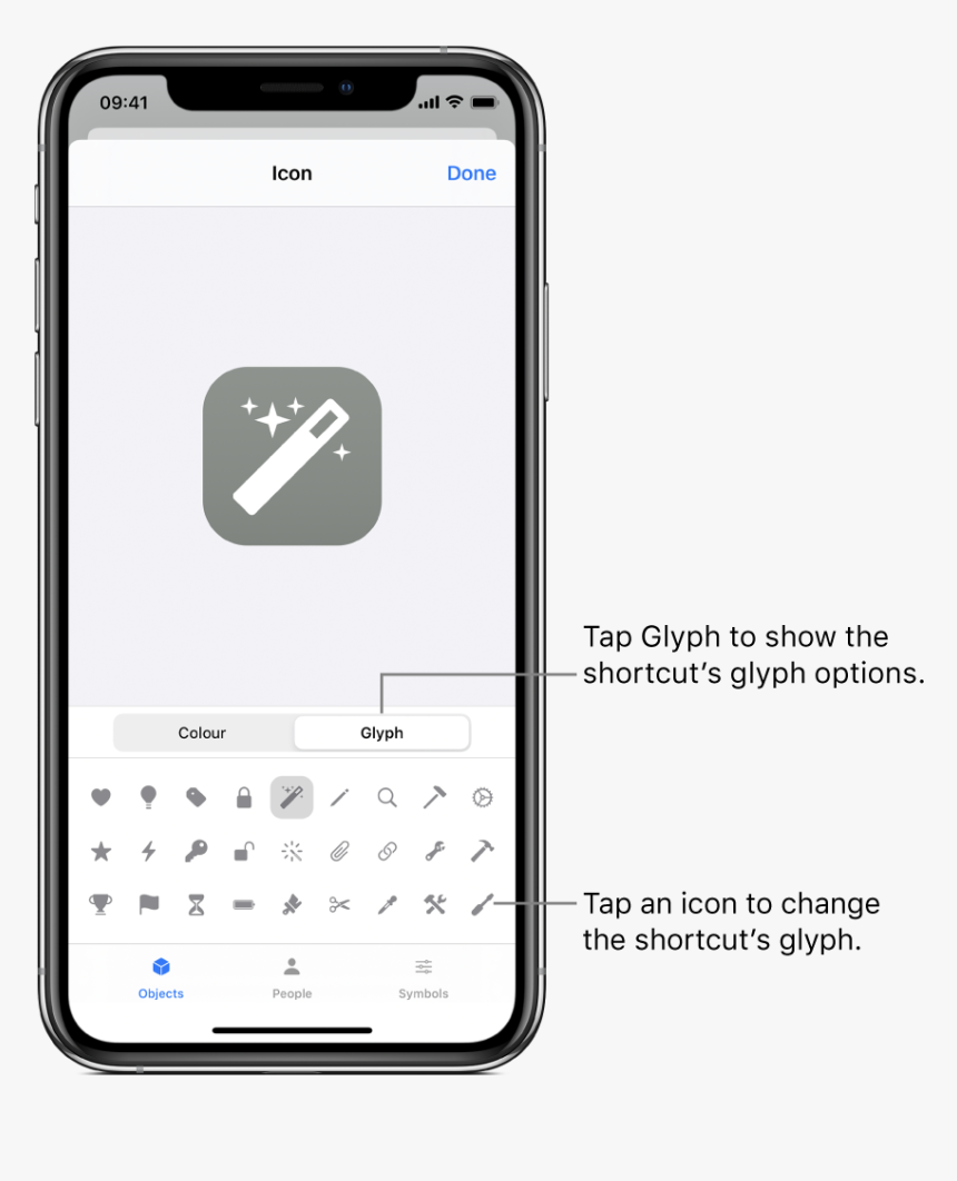 Icon Screen Showing Shortcut Glyph Options - Iphone 8 Plus Emojis