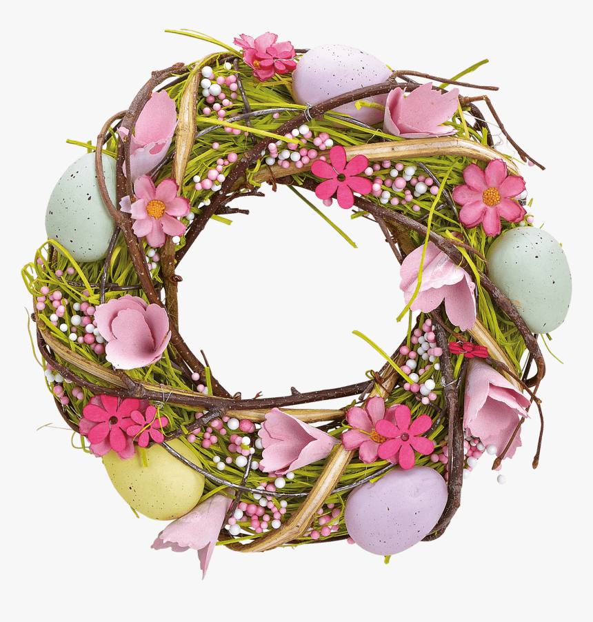 Easter Wreath With Pink Flowers 