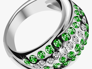 Silver Ring With Green Diamond Png Image