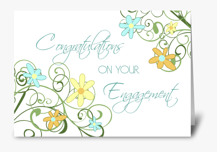 Engagement Congratulations Floral Swirls Greeting Card - Parents Announcing Daughter-s Engagement
