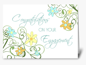Engagement Congratulations Floral Swirls Greeting Card - Parents Announcing Daughter-s Engagement