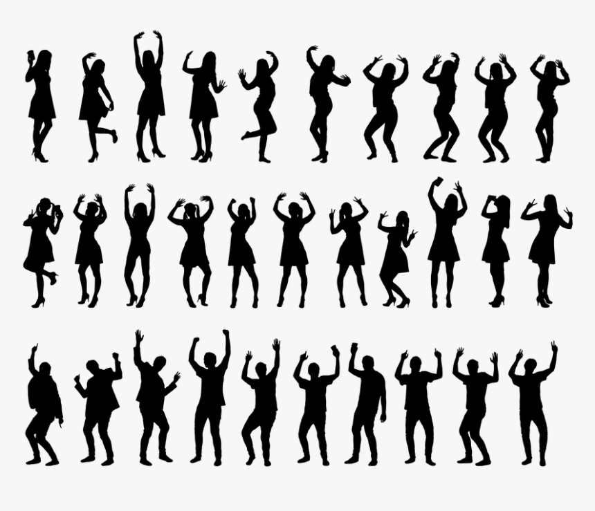 Transparent People Dancing Clipart - Silhouette People Dancing Png