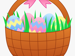 Elegant Easter Eggs In Grass Clipart - Easter Basket Clipart Transparent