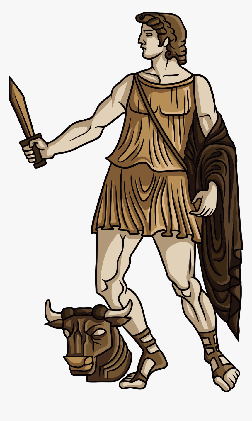 Transparent Poseidon Clipart - Greek Mythology Theseus Cartoon